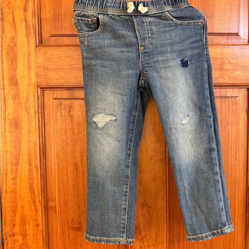 GAP Blue Distressed Straight Leg Jeans